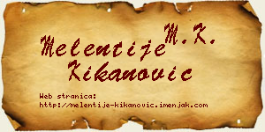 Melentije Kikanović vizit kartica